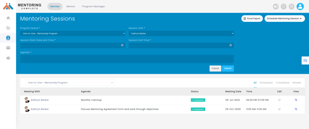 Mentoring Complete Dashboard